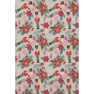 HomeRoots 9' x 12' Abstract Geometric Area Rug in Beige, Red & Black - Washable, Stain-Resistant & UV Protected 702019