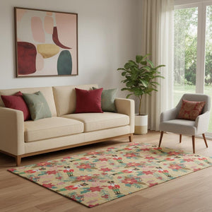 HomeRoots 5' X 8' Washable Abstract Geometric Area Rug in Bold Gold, Red & Black – UV Protected, Durable Design! 702022