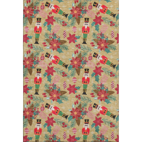 HomeRoots 8' X 10' Bold Gold, Red & Black Abstract Geometric Washable Area Rug with UV Protection & Style 702024