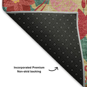 HomeRoots 8' X 10' Bold Gold, Red & Black Abstract Geometric Washable Area Rug with UV Protection & Style 702024