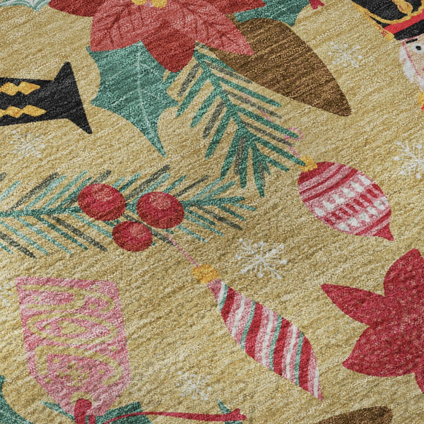 HomeRoots 8' X 10' Bold Gold, Red & Black Abstract Geometric Washable Area Rug with UV Protection & Style 702024