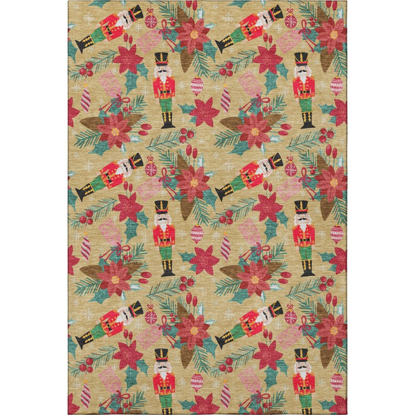 HomeRoots 8' X 10' Bold Gold, Red & Black Abstract Geometric Washable Area Rug with UV Protection & Style 702024
