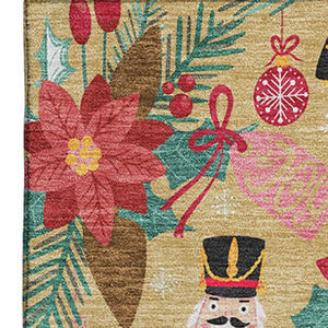 HomeRoots 9' X 12' Bold Gold Red Black Geometric Area Rug - Washable, UV Protected, Stain Resistant Design 702025