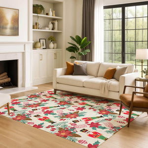 HomeRoots 10' X 14' Ivory Red and Black Abstract Geometric Area Rug - Durable, Washable with UV Protection! 702032