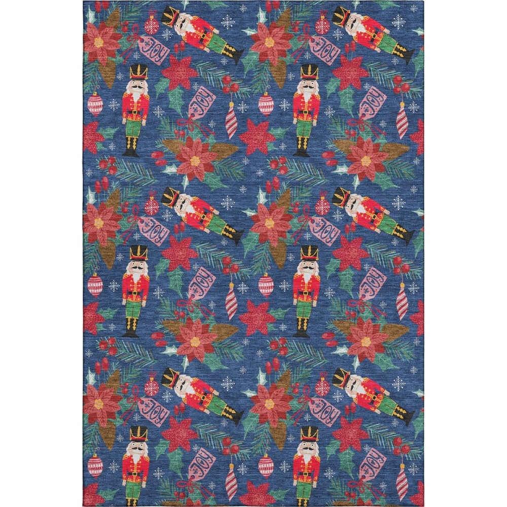 HomeRoots 10' X 14' Abstract Geometric Rug in Navy Blue, Red, & Black – Washable, Stain-Resistant, UV Protected! 702038