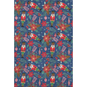 HomeRoots 10' X 14' Abstract Geometric Rug in Navy Blue, Red, & Black – Washable, Stain-Resistant, UV Protected! 702038