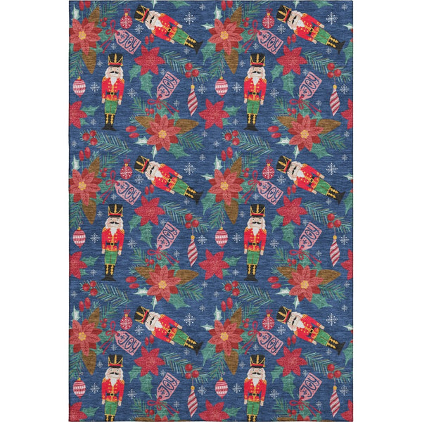 HomeRoots 10' X 14' Abstract Geometric Rug in Navy Blue, Red, & Black – Washable, Stain-Resistant, UV Protected! 702038