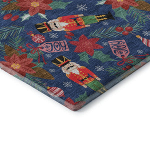 HomeRoots 10' X 14' Abstract Geometric Rug in Navy Blue, Red, & Black – Washable, Stain-Resistant, UV Protected! 702038