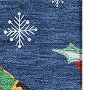 HomeRoots 10' X 14' Abstract Geometric Rug in Navy Blue, Red, & Black – Washable, Stain-Resistant, UV Protected! 702038