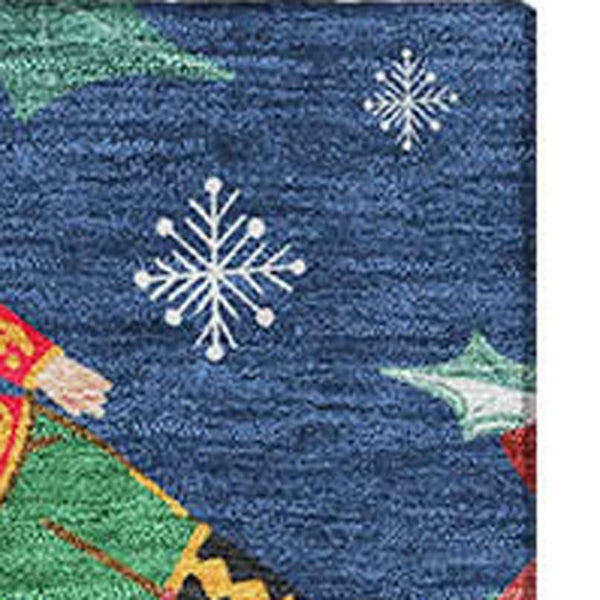 HomeRoots 10' X 14' Abstract Geometric Rug in Navy Blue, Red, & Black – Washable, Stain-Resistant, UV Protected! 702038
