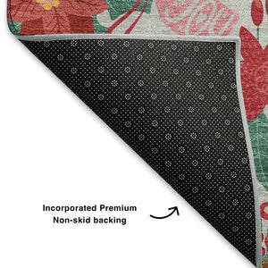 HomeRoots 8' X 10' Modern Silver Red and Black Geometric Washable Area Rug with UV Protection for Busy Homes 702042