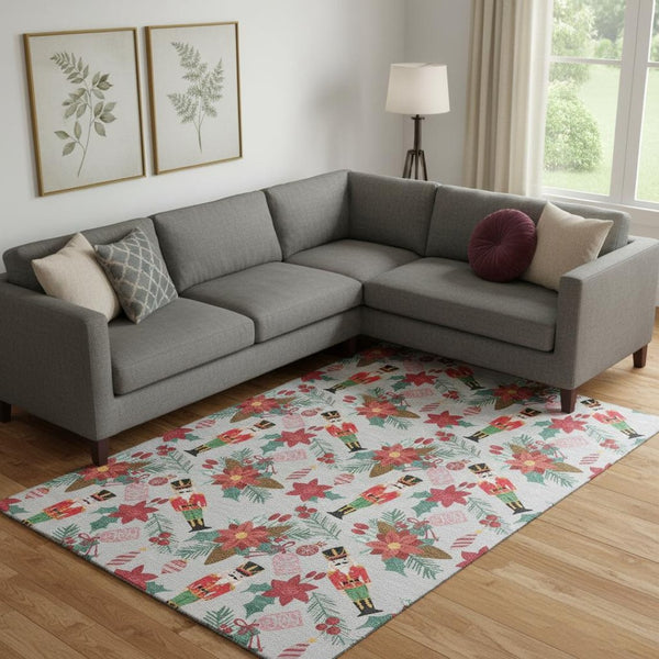 HomeRoots 9' X 12' Stunning Silver Red and Black Abstract Area Rug - Washable, UV-Protected, Non-Slip Design 702043
