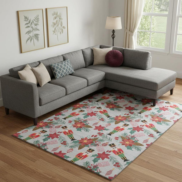 HomeRoots 10' Contemporary Silver Red and Black Abstract Geometric Area Rug - Washable, UV-Protected & Stylish 702044