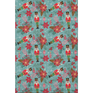 HomeRoots 5' X 8' Bold Teal Red Black Abstract Washable Area Rug with UV Protection for Modern Spaces 702046