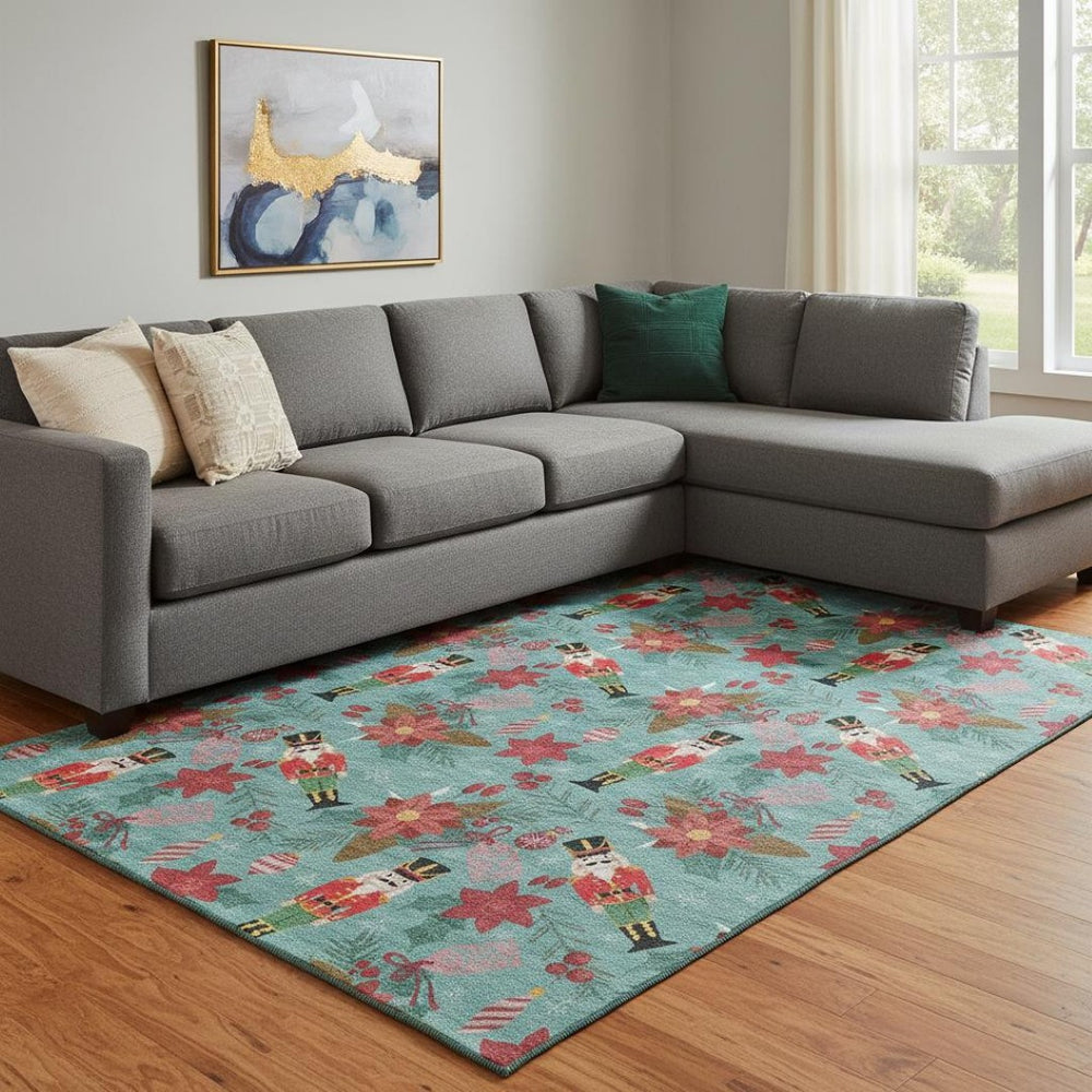 HomeRoots 8' X 10' Bold Teal Red and Black Abstract Geometric Area Rug - Washable, UV-Protected, Kid-Friendly! 702048