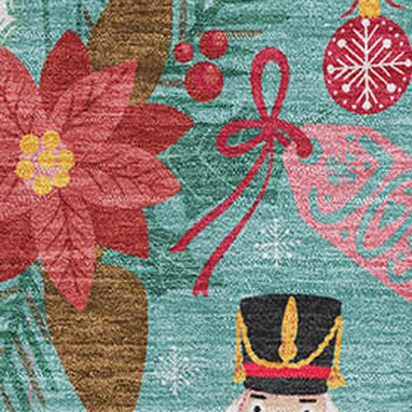 HomeRoots 8' X 10' Bold Teal Red and Black Abstract Geometric Area Rug - Washable, UV-Protected, Kid-Friendly! 702048