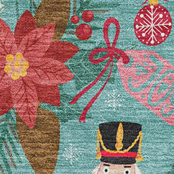 HomeRoots 9' X 12' Modern Teal, Red & Black Abstract Geometric Area Rug – Washable, UV Protected & Durable! 702049
