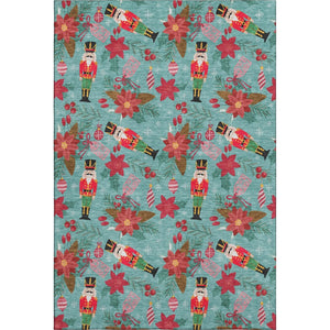 HomeRoots 10' X 14' Teal, Red & Black Geometric Washable Area Rug – Durable, UV-Protected & Easy-Care Design! 702050
