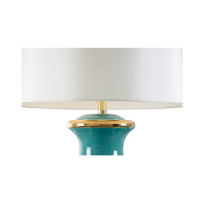 Chelsea House Audrey Ceramic Lamp In Green Glaze With Satin Gold Accents — Shayla Copas Design, 32" Tall Accent Piece 70208