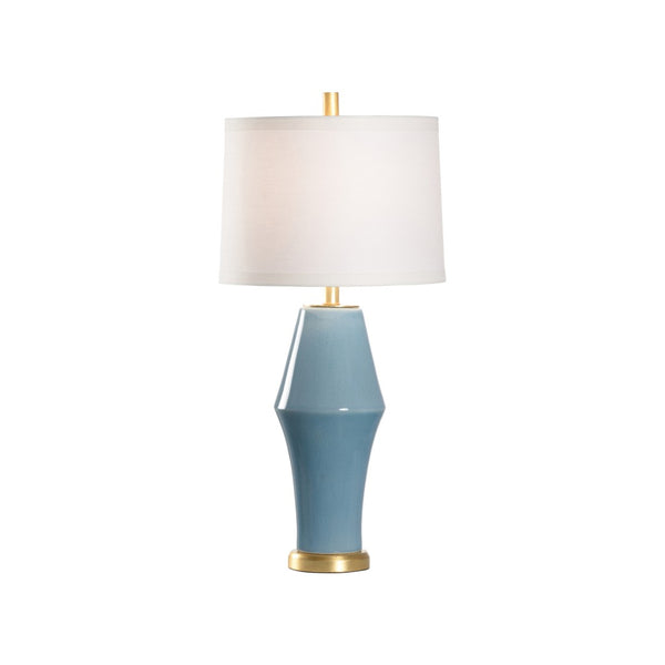 Chelsea House St Michael Lamp Jamie Merida Light Blue Crackle Glaze With Antique Gold Leaf & Brass Accents, 29" 70209