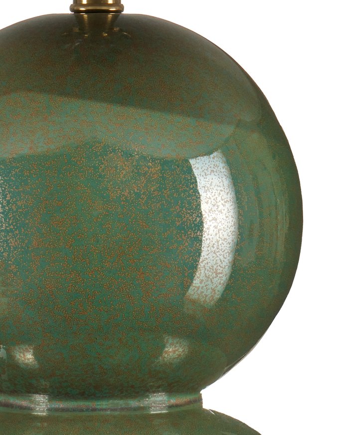 Currey & Company Kindred Table Lamp: Stunning Double Orb Design In Dark Green Glaze With Unique Clover Shade, 34.5" Tall Green Ceramic 6000-1041-currey-company