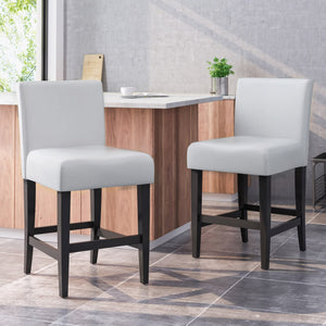 English Elm Zuma Ivory Bonded Leather Counter Stools Set of Two for Kitchen Islands N769P368553W