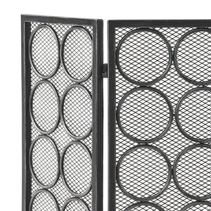 English Elm Christopher Knight Home® - FIRE Three-Panel Iron Firescreen Black Silver — Foldable Mesh Spark Guard with Chic Circular Pattern, 30" H 65179.00BLKSILV