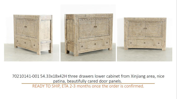 Lilys Three Drawers Xinjiang Cabinet 54X18X42H 7021-S