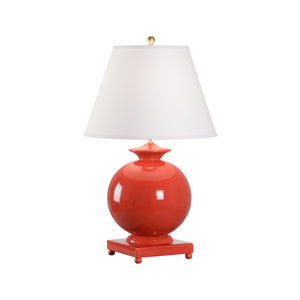 Chelsea House Opus Red Glazed Italian Ceramic Table Lamp — 31" Statement Sphere Base With White Hard Shade For Living Spaces 70212