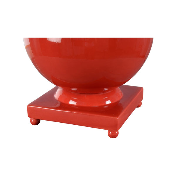 Chelsea House Opus Red Glazed Italian Ceramic Table Lamp — 31" Statement Sphere Base With White Hard Shade For Living Spaces 70212
