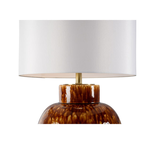 Chelsea House Jennifer Tortoise Lamp — Transitional Ceramic Table Lamp With Mottled Glaze, Gold Trim & White Shade 70213