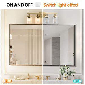English Elm 24" Golden 4-Light Vanity Light with Clear Glass Shades, Modern Iron Bathroom Wall Fixture for Mirror W2312P374800