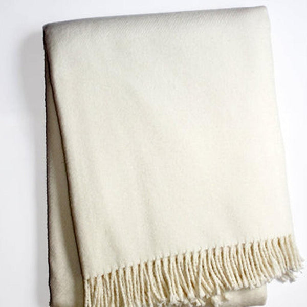 HomeRoots 55" Cream Cotton Blend Plush Throw Blanket with Fringe – Cozy, Stylish Accent for Any Home Decor 702219