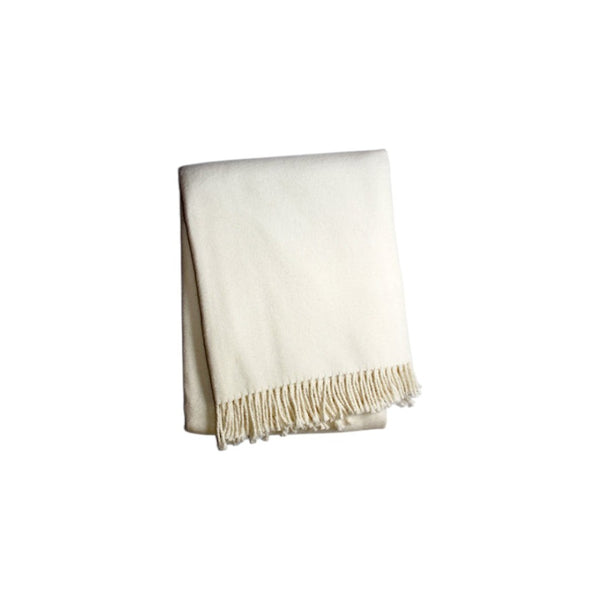 HomeRoots 55" Cream Cotton Blend Plush Throw Blanket with Fringe – Cozy, Stylish Accent for Any Home Decor 702219