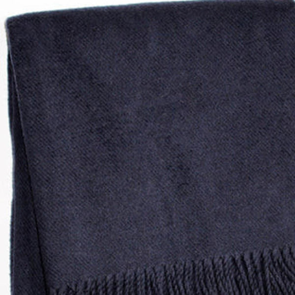 HomeRoots 55" Navy Blue Plush Throw Blanket – Luxurious Cotton Blend with Fringe for Cozy Elegance & Comfort 702220