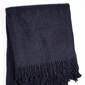 HomeRoots 55" Navy Blue Plush Throw Blanket – Luxurious Cotton Blend with Fringe for Cozy Elegance & Comfort 702220