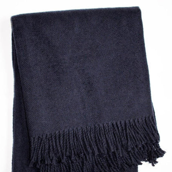 HomeRoots 55" Navy Blue Plush Throw Blanket – Luxurious Cotton Blend with Fringe for Cozy Elegance & Comfort 702220