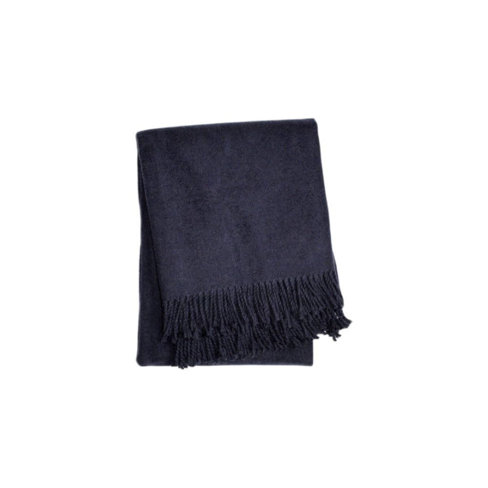 HomeRoots 55" Navy Blue Plush Throw Blanket – Luxurious Cotton Blend with Fringe for Cozy Elegance & Comfort 702220