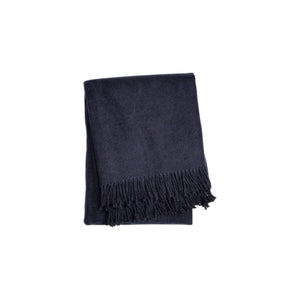 HomeRoots 55" Navy Blue Plush Throw Blanket – Luxurious Cotton Blend with Fringe for Cozy Elegance & Comfort 702220