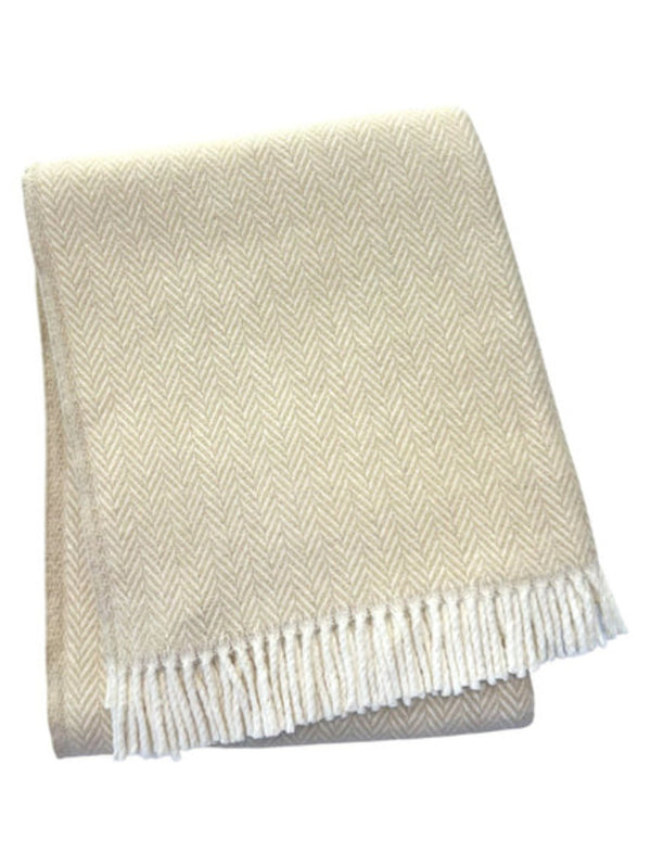 HomeRoots 55" Luxurious Herringbone Throw Blanket - Soft Cotton Blend with Fringe, Perfect for Cozy Living Spaces 702221