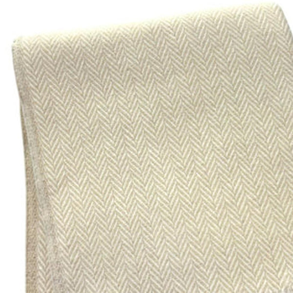 HomeRoots 55" Luxurious Herringbone Throw Blanket - Soft Cotton Blend with Fringe, Perfect for Cozy Living Spaces 702221