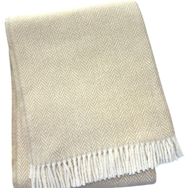 HomeRoots 55" Luxurious Herringbone Throw Blanket - Soft Cotton Blend with Fringe, Perfect for Cozy Living Spaces 702221