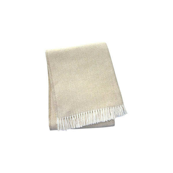 HomeRoots 55" Luxurious Herringbone Throw Blanket - Soft Cotton Blend with Fringe, Perfect for Cozy Living Spaces 702221