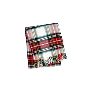 HomeRoots 55" Cozy Cotton Blend Plaid Throw Blanket in Black, Red & White with Decorative Fringe for All Seasons 702223