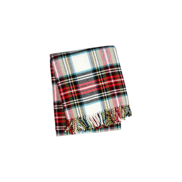 HomeRoots 55" Cozy Cotton Blend Plaid Throw Blanket in Black, Red & White with Decorative Fringe for All Seasons 702223
