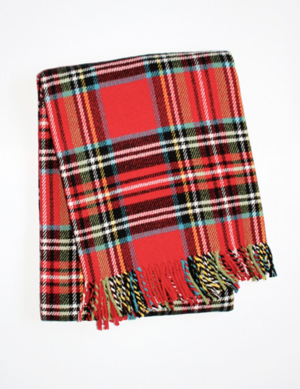 HomeRoots 55" Cozy Red, Black & White Plaid Throw Blanket - Soft Cotton-Acrylic Blend with Chic Fringe Edging 702224