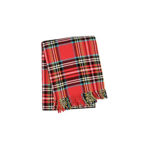 HomeRoots 55" Cozy Red, Black & White Plaid Throw Blanket - Soft Cotton-Acrylic Blend with Chic Fringe Edging 702224