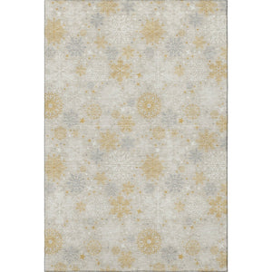 HomeRoots 5' X 8' Beige Gold Gray Abstract Geometric Area Rug - Washable, UV-Protected, Durable Design! 702252