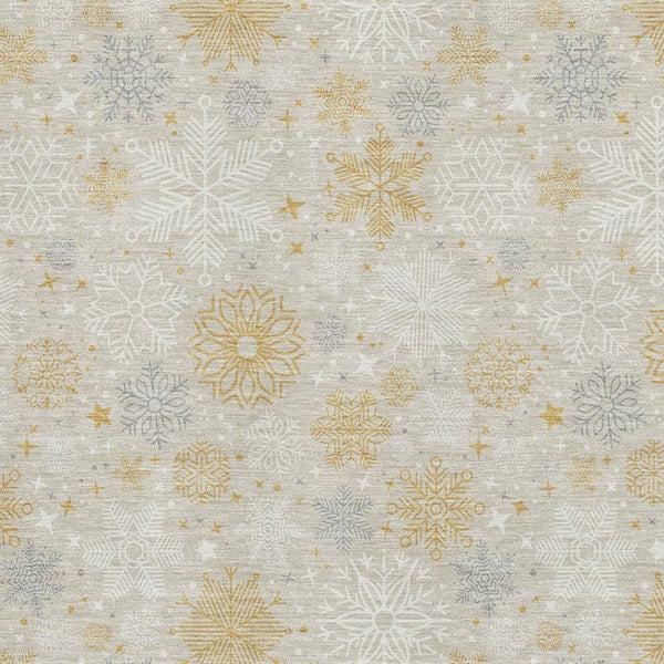 HomeRoots 9' X 12' Washable Area Rug in Beige Gold & Gray - Durable, Elegant Abstract Design with UV Protection 702255