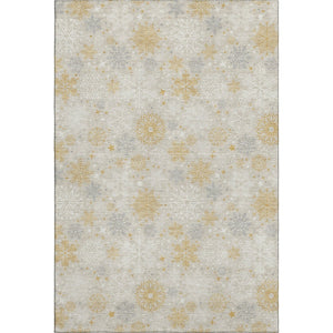 HomeRoots 10' X 14' Modern Beige Gold Gray Abstract Geometric Area Rug - Washable, UV Protected, Durable Design 702256